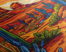 Carregar imagem no visualizador da galeria, Framed Canvas Print, Vibrant Desert Scene with Cacti and Mesas, Perfect Southwest Wall Art for Living Room or Bedroom Decor