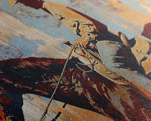 Load image into Gallery viewer, Cowboy on Horseback, Textured Background, Modern Living Room Art, Framed Canvas Print, Rustic Home Decoration, Boho Wall Art