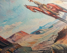 Load image into Gallery viewer, Cowboy on Horse Overlooking Canyon, Majestic Western Art, Framed Canvas Print, Boho Wall Art, Living Room Decor, Home Decoration