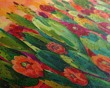 Load image into Gallery viewer, Bright Desert Flowers and Cacti with Mountains, Vibrant Framed Canvas Print for Home, Boho Wall Art, Nature Lover's Decor