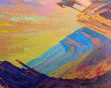 Load image into Gallery viewer, Cowboy with Horse on Cliff Edge, Farmhouse Style Framed Canvas Print for Living Room Wall Art, Vibrant Home Decor, Western Scenic Art