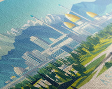 Carregar imagem no visualizador da galeria, Ashgabat, Turkmenistan Panoramic Travel Poster Canvas Print, Ashgabat, Turkmenistan Painting, Turkmenistan Art, Ashgabat Panoramic Travel Art, Travel Painting