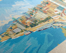 Carregar imagem no visualizador da galeria, Baku, Azerbaijan Panoramic Travel Poster Canvas Print, Baku, Azerbaijan Painting, Azerbaijan Art, Baku Travel Art, Guest Room Painting