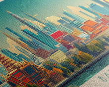 Load image into Gallery viewer, Bangkok, Thailand Travel Poster Panoramic Canvas Print, Bangkok, Thailand Painting, Thailand Art, Bangkok Travel Art, Guest Room Painting