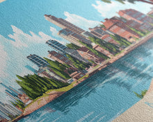 Load image into Gallery viewer, Barrie, Canada Panoramic Travel Poster Canvas Print, Barrie, Canada Painting, Canada Art, Barrie Panoramic Travel Art, Travel Painting