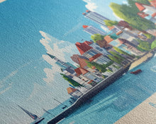 Load image into Gallery viewer, Batam, Indonesia Panoramic Travel Poster Canvas Print, Batam, Indonesia Painting, Indonesia Art, Batam Travel Art, Guest Room Painting