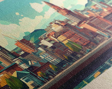 Load image into Gallery viewer, Belfast, Ireland Travel Poster Panoramic Canvas Print, Belfast, Ireland Painting, Ireland Art, Belfast Travel Art, Guest Room Painting