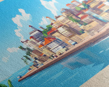 Load image into Gallery viewer, Benguela, Angola Panoramic Travel Poster Canvas Print, Benguela, Angola Painting, Angola Art, Benguela Panoramic Travel Art, Travel Painting