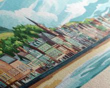 Load image into Gallery viewer, Bray, Ireland Panoramic Travel Poster Canvas Print, Bray, Ireland Painting, Ireland Art, Bray Travel Art, Guest Room Painting