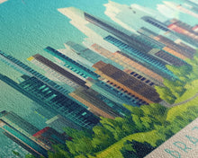 Load image into Gallery viewer, Brazzaville, Republic of the Congo Panoramic Travel Poster Canvas Print, Brazzaville, Republic of the Congo Painting, Republic of the Congo Art, Brazzaville Travel Art, Living Room Painting