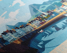 Cargar imagen en el visor de la galería, Carrickfergus, Ireland Panoramic Travel Poster Canvas Print, Carrickfergus, Ireland Painting, Ireland Art, Carrickfergus Panoramic Travel Art, Travel Painting