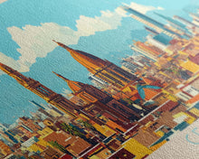 Cargar imagen en el visor de la galería, Centro, Mexico Panoramic Travel Poster Canvas Print, Centro, Mexico Painting, Mexico Art, Centro Travel Art, Guest Room Painting