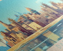 Load image into Gallery viewer, Damietta, Egypt Panoramic Travel Poster Canvas Print, Damietta, Egypt Painting, Egypt Art, Damietta Panoramic Travel Art, Travel Painting