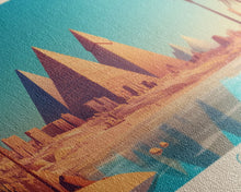 Load image into Gallery viewer, Gizeh, Egypt Panoramic Travel Poster Canvas Print, Gizeh, Egypt Painting, Egypt Art, Gizeh Panoramic Travel Art, Travel Painting