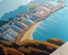 Load image into Gallery viewer, Wellington, New Zealand Panoramic Travel Poster Canvas Print, Wellington, New Zealand Painting, New Zealand Art, Wellington Panoramic Travel Art, Travel Painting