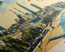 Load image into Gallery viewer, Baku, Azerbaijan Panoramic Canvas Print, Baku, Azerbaijan Painting, Azerbaijan Art, Baku Travel Poster, Travel Art, Living Room Painting