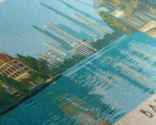 Load image into Gallery viewer, Bangkok, Thailand Panoramic Canvas Print, Bangkok, Thailand Painting, Thailand Art, Bangkok Travel Poster, Travel Art, Living Room Painting