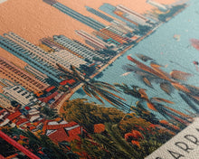 Load image into Gallery viewer, Barranquilla, Colombia Panoramic Canvas Print, Barranquilla, Colombia Painting, Colombia Art, Barranquilla Travel Poster, Travel Art, Guest Room Painting