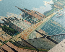 Carregar imagem no visualizador da galeria, Cardiff, Wales Panoramic Canvas Print, Cardiff, Wales Painting, Wales Art, Cardiff Travel Poster, Travel Art, Guest Room Painting