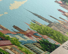 Load image into Gallery viewer, Durham, England Panoramic Canvas Print, Durham, England Painting, England Art, Durham Travel Poster, Travel Art, Vacation Gift