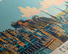 Load image into Gallery viewer, Edinburgh, Scotland Panoramic Canvas Print, Edinburgh, Scotland Painting, Scotland Art, Edinburgh Travel Poster, Travel Art, Vacation Gift