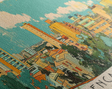 Load image into Gallery viewer, Encarnacion, Paraguay Panoramic Canvas Print, Encarnacion, Paraguay Painting, Paraguay Art, Encarnacion Travel Poster, Travel Art, Housewarming Gift