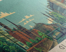 Load image into Gallery viewer, Glasgow, Scotland Panoramic Canvas Print, Glasgow, Scotland Painting, Scotland Art, Glasgow Travel Poster, Travel Art, Living Room Painting