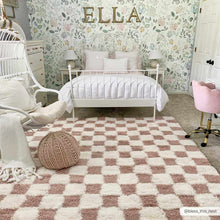 Load image into Gallery viewer, Atira Pink Checkered Shag Rug