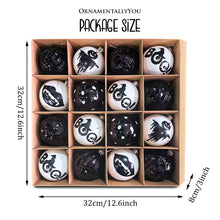 Load image into Gallery viewer, Creepy Boo Assorted 16 Piece Black and White Ornament Bundle, Monochrome 3" Halloween Bauble Set