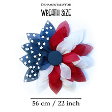 Carregar imagem no visualizador da galeria, Rustic Burlap Patriotic 22" Wreath, American Flag Style 4th of July Front Door Home Decor