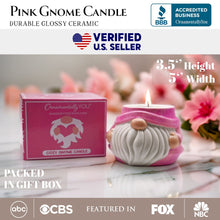 Carregar imagem no visualizador da galeria, Adorable Pink Gnome Ceramic Candle, Holiday Home Decoration Scented with a Classic White Vanilla Fragrance