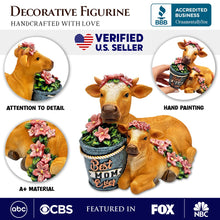 Load image into Gallery viewer, Best Mom Cow and Calf Charming Figurine, 6" Keepsake Jersey Statue and Mother’s Day Gift
