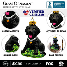Carregar imagem no visualizador da galeria, (Pre-Order) Black Lab Glass Christmas Ornament, Labrador Retriever Dog Gift