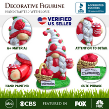 Cargar imagen en el visor de la galería, Charming Homestead Strawberry Gnome Garden Statue, 9.5" Farmhouse Style Unique Fruit Home Decor