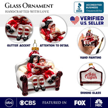 Carregar imagem no visualizador da galeria, (Pre-Order) Charming Kids on the Couch Glass Christmas Ornament, Sentimental Holiday Tree Decor