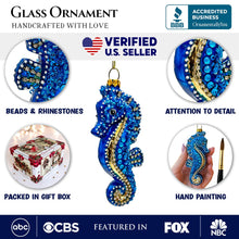 Carregar imagem no visualizador da galeria, Exotic Seahorse Glass Christmas Ornament, Aquatic Beach Themed Nautical Decor