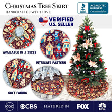Load image into Gallery viewer, Gnome Folk Pattern Vintage Christmas Tree Skirt