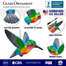 Carregar imagem no visualizador da galeria, Graceful Hummingbird Iridescent Handcrafted Ornament, Glass Christmas Bird Tree Decoration