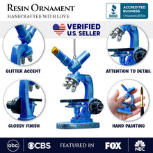 Load image into Gallery viewer, Microscope Lab Magic Science Ornament, Scientist Gift Christmas Decor