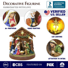 Carregar imagem no visualizador da galeria, Radiant Nativity Scene Handcrafted Statue Figurine, 7" Birth of Jesus Christian Home Decoration