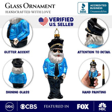 Carregar imagem no visualizador da galeria, (Pre-Order) Santa the Police Officer Glass Christmas Ornament, Law Enforcement Cop Tree Decor