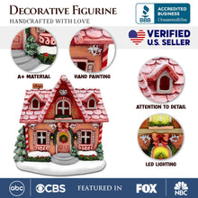 Carregar imagem no visualizador da galeria, Sparkling Pink Winter Magic LED Gingerbread Home Figurine, 7" Lighted Christmas Decoration Decor
