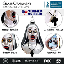 Load image into Gallery viewer, Spooky Decor Creepy Nun Themed Glass Ornament, Halloween Gothic Horror Tree Decoration