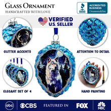 Load image into Gallery viewer, Arctic Animal Illustration Pinecone Glass Christmas Ornament Set