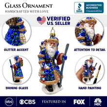 Load image into Gallery viewer, Victorian Vagabound Santa Claus Glass Christmas Ornament, Purple Tree Decor