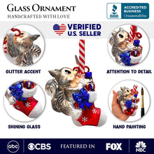 Carregar imagem no visualizador da galeria, Whimsical Cute Squirrel Glass Ornament, Funny Adorable Animal Gift for Kids