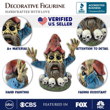 Load image into Gallery viewer, Zombie Gnome Garden Statue, 8" Outdoor Halloween Figurine Yard Decoration