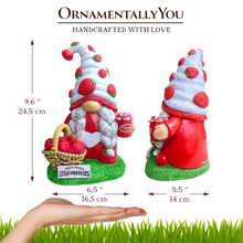 Cargar imagen en el visor de la galería, Charming Homestead Strawberry Gnome Garden Statue, 9.5" Farmhouse Style Unique Fruit Home Decor