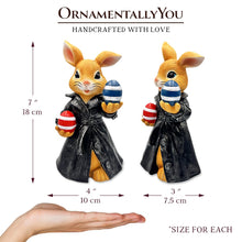 Load image into Gallery viewer, Covert Carrot Collector Funny Bunny Agent Figurine, 7" Dueling Easter Rabbit Garden Statue