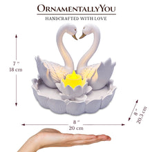 Load image into Gallery viewer, Elegance in Union Swan Figurine and Tealight Candle, 7" Romantic Couples Gift for Valentine or Anniversary